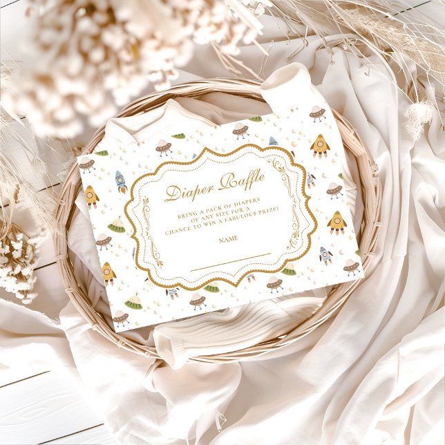 Tarjeta De Recepción Whimsical Celestial Safari Diapper Raffle (Subido por el creador)