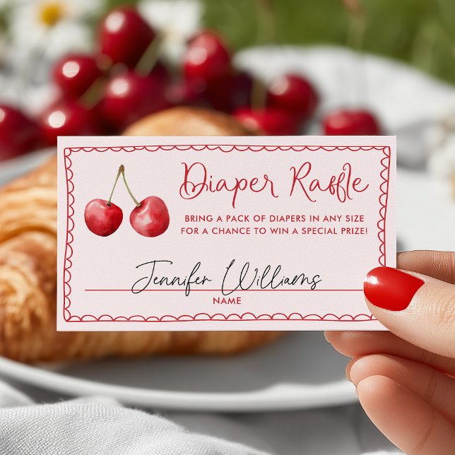 Tarjeta De Recepción Whimsical Cherry Baby Shower Diaper Raffle (Subido por el creador)