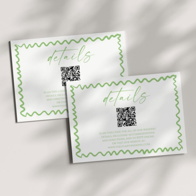 Tarjeta De Recepción Whimsical Citrus Green QR Code Wedding Details (Subido por el creador)