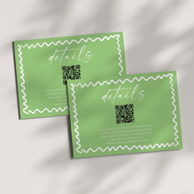 Tarjeta De Recepción Whimsical Citrus Green QR Code Wedding Details (Subido por el creador)