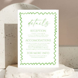 Tarjeta De Recepción Whimsical Citrus Green Wavy Border Wedding Details