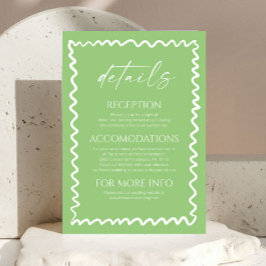 Tarjeta De Recepción Whimsical Citrus Green Wavy Border Wedding Details