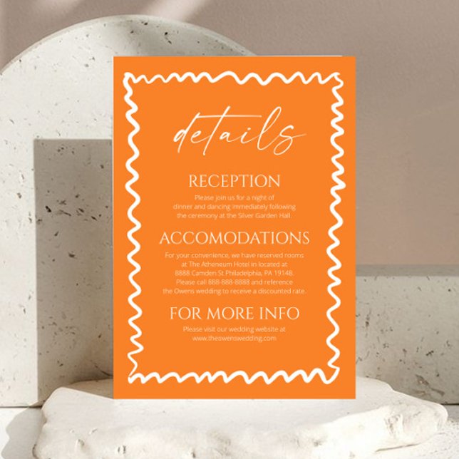 Tarjeta De Recepción Whimsical Citrus Orange Wedding Details (Subido por el creador)