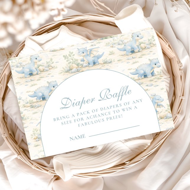 Tarjeta De Recepción Whimsical Dinosaur Diapper Raffle (Subido por el creador)