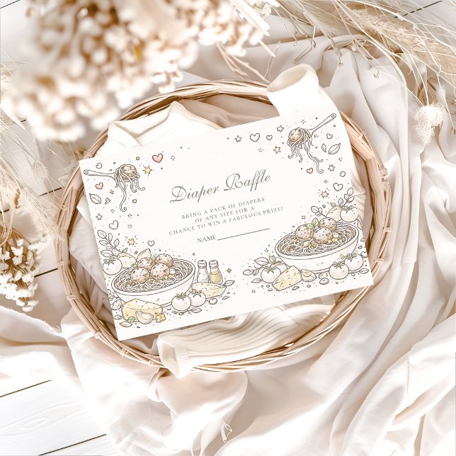 Tarjeta De Recepción Whimsical Doodle Little Meatball Diapper Raffle (Subido por el creador)