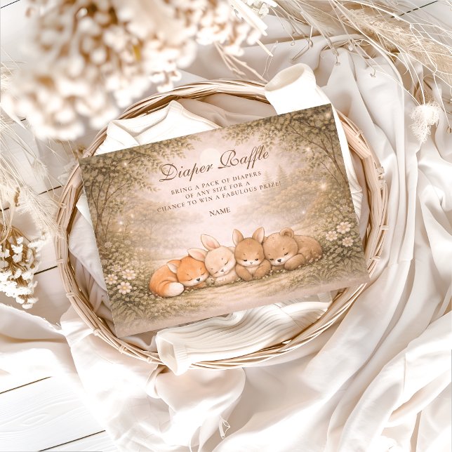 Tarjeta De Recepción Whimsical Forest Friends Diapper Raffle  (Subido por el creador)