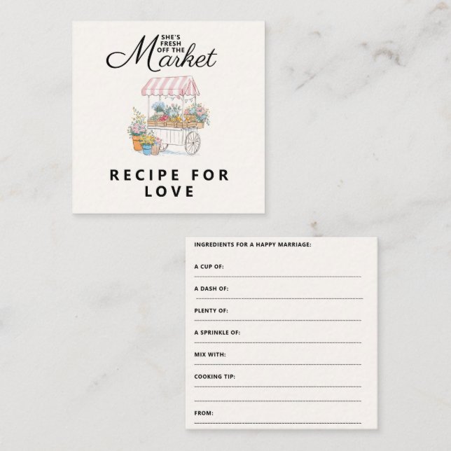 Tarjeta De Recepción Whimsical Fresh Off The Market Bridal Shower  (Anverso / Reverso)