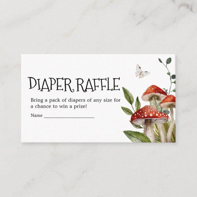 Tarjeta De Recepción Whimsical Fungi Mushroom Fall Diaper Raffle (Anverso)