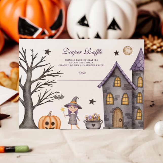 Tarjeta De Recepción Whimsical Halloween Diapper Raffle (Subido por el creador)