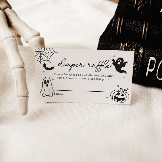 Tarjeta De Recepción Whimsical Halloween Doodles Diaper Raffle (Diaper Raffle Game Entry Card)