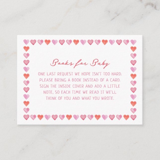 Tarjeta De Recepción Whimsical Hearts Baby Shower Books for Baby (Anverso)