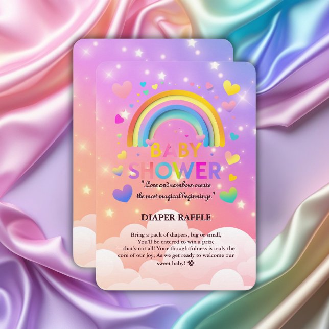 Tarjeta De Recepción Whimsical Hearts & Rainbows Baby Shower (Subido por el creador)