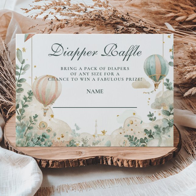 Tarjeta De Recepción Whimsical Hot Air Balloon Diapper Raffle (Subido por el creador)