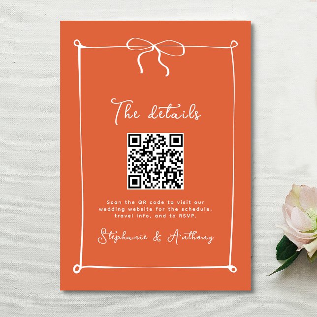 Tarjeta De Recepción Whimsical Italiano Sunset con Boda White Bow (Subido por el creador)