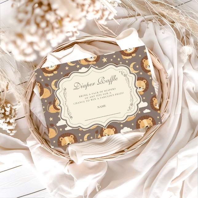 Tarjeta De Recepción Whimsical Neutral Safari Lion Baby Diapper Raffle (Subido por el creador)