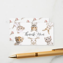 Tarjeta De Recepción Whimsical Pajama Animals: Thank You 