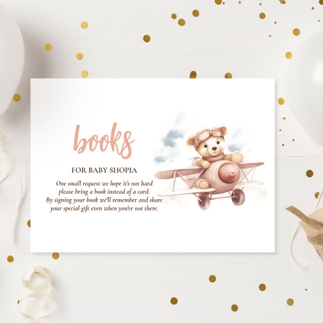 Tarjeta De Recepción Whimsical Pink Airplane Adventure Baby Shower (Subido por el creador)