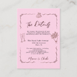 Tarjeta De Recepción Whimsical Pink Hand Drawn Illustrated The Details 