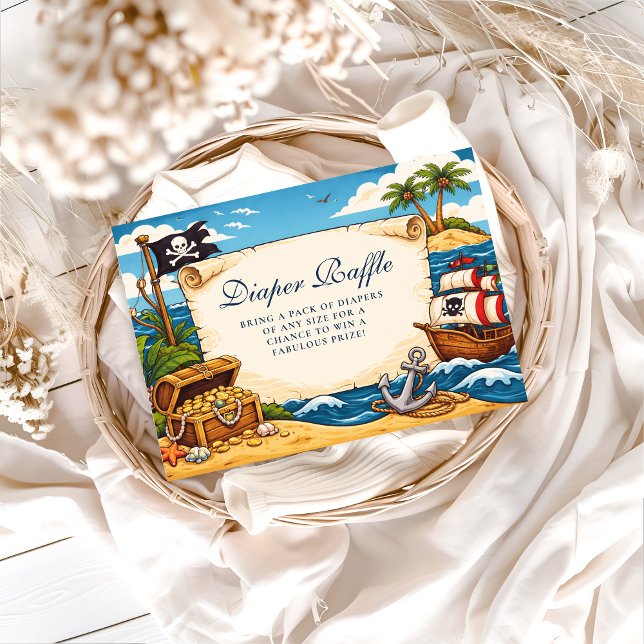 Tarjeta De Recepción Whimsical Pirate Ship Adventure Diapper Raffle (Subido por el creador)
