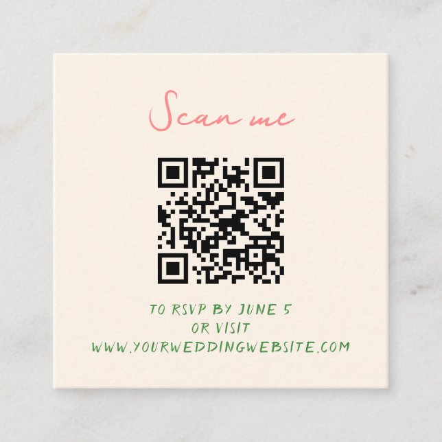 Tarjeta De Recepción Whimsical Quirky Boda manuscrita RSVP (Anverso)