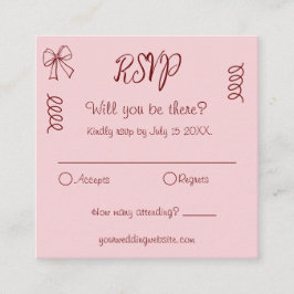 Tarjeta De Recepción Whimsical Quirky Squiggles Boda Rosa RSVP