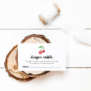 Tarjeta De Recepción Whimsical Retro Cherries Diaper Raffle