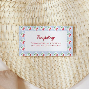 Tarjeta De Recepción Whimsical Retro Cherries   Registro de duchas de n