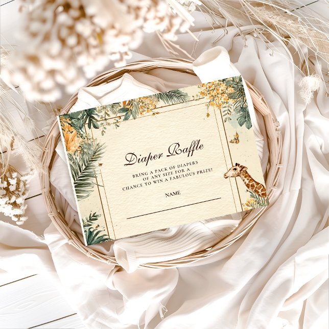 Tarjeta De Recepción Whimsical Safari Welcome Diapper Raffle (Subido por el creador)