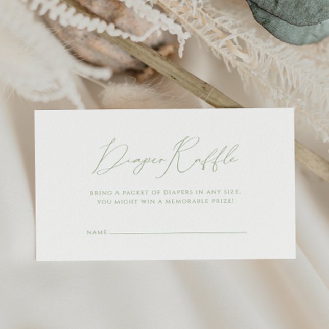 Tarjeta De Recepción Whimsical Sage Green Baby Shower Diaper Raffle (Subido por el creador)