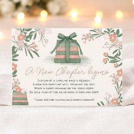 Tarjeta De Recepción Whimsical Sage green New Chapter Books Baby Shower