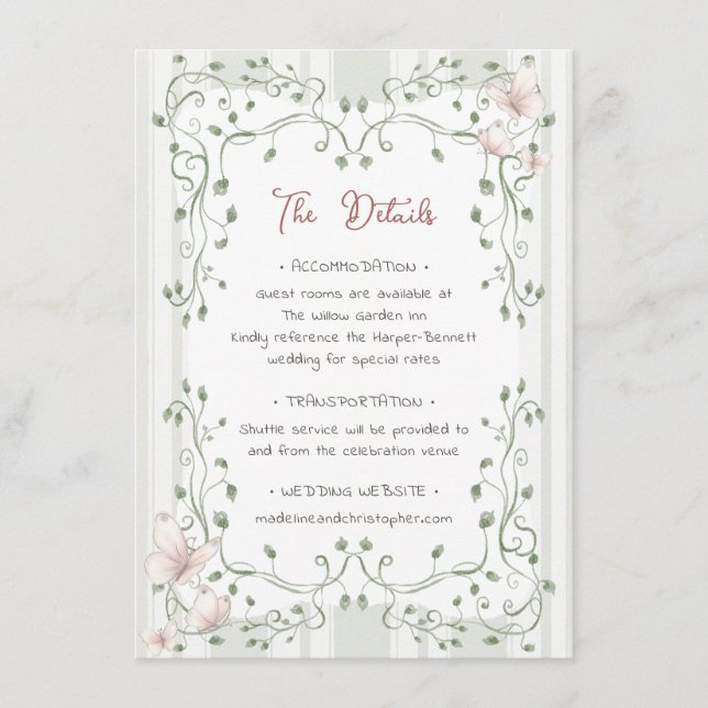 Tarjeta De Recepción Whimsical Sage Greenery Wedding (Anverso)