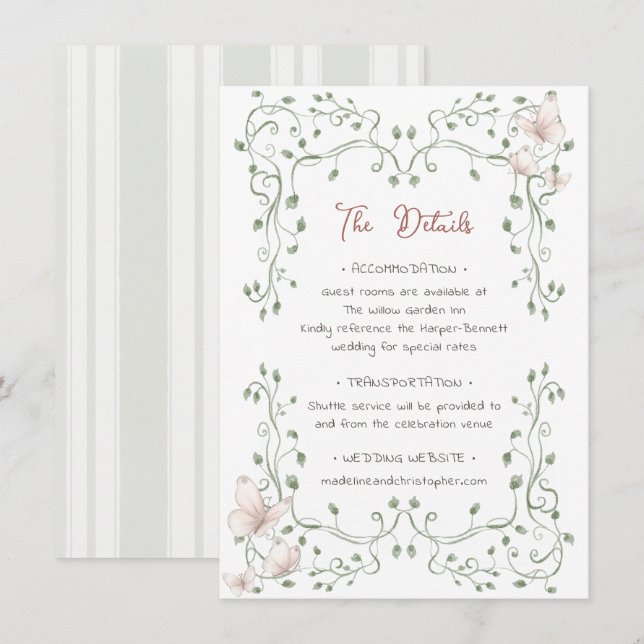 Tarjeta De Recepción Whimsical Sage Greenery Wedding (Anverso / Reverso)