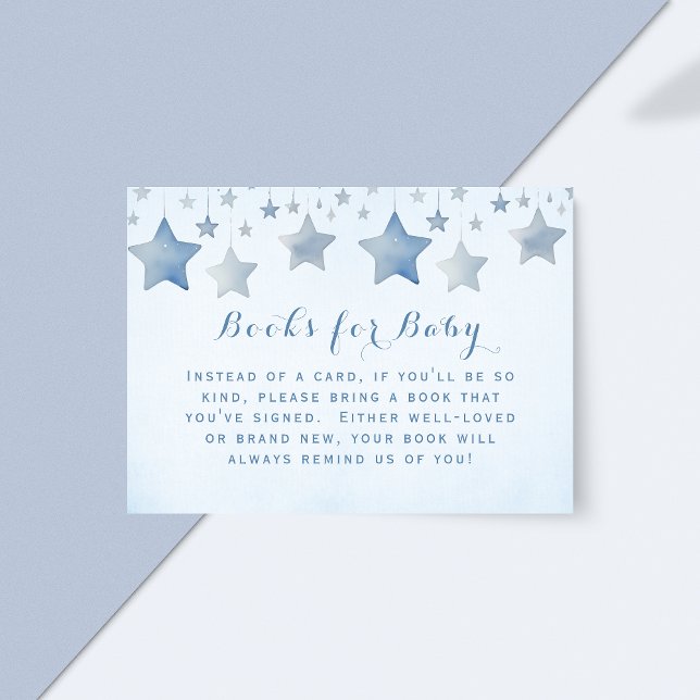 Tarjeta De Recepción Whimsical Starry Night Books Blue Baby Shower (Subido por el creador)