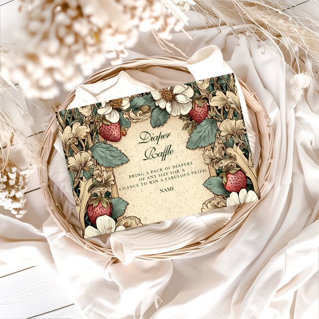 Tarjeta De Recepción Whimsical Strawberry Forest Diapper Raffle  (Subido por el creador)