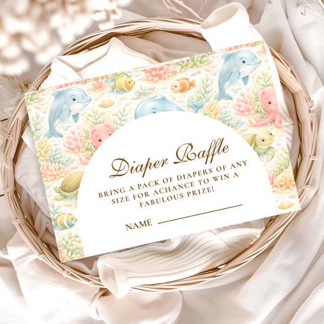 Tarjeta De Recepción Whimsical Summer Animals Diapper Raffle (Subido por el creador)