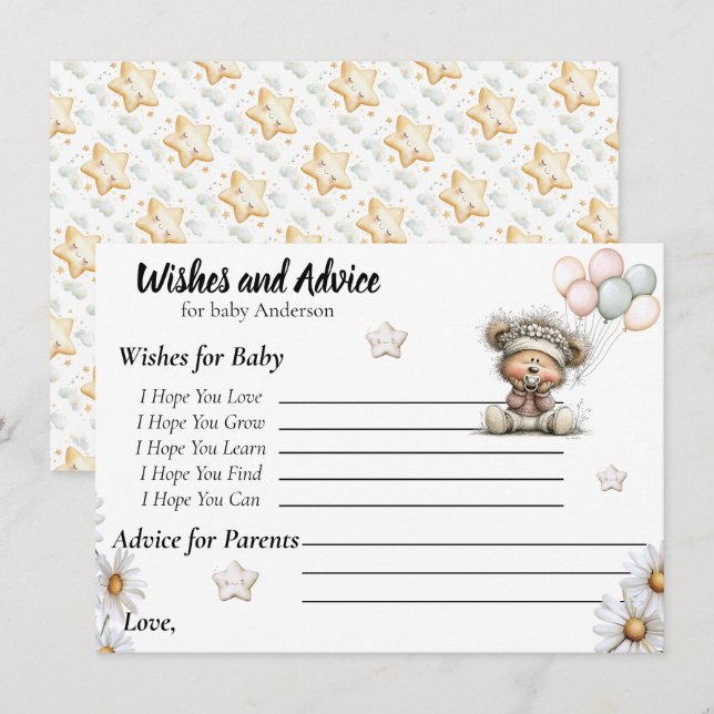 Tarjeta De Recepción Whimsical Teddy Bear Baby Shower Design  (Anverso / Reverso)