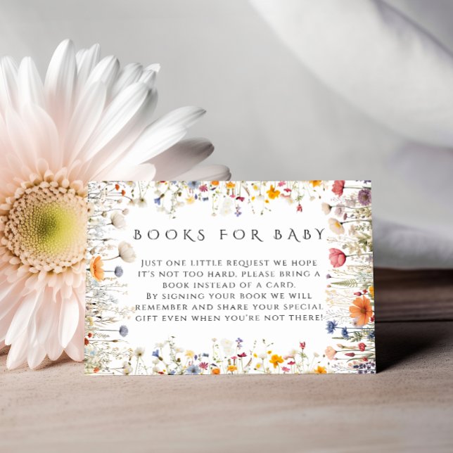 Tarjeta De Recepción Whimsical Wildflower Beige Boho Libros para bebé (Subido por el creador)