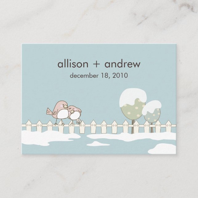 Tarjeta De Recepción Whimsical Winter Wedding Directions Chubby (Anverso)