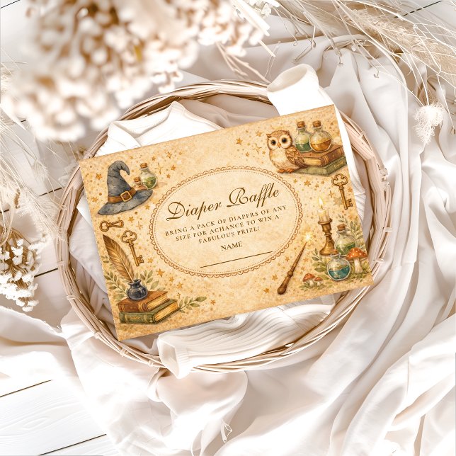 Tarjeta De Recepción Whimsical Wizard Magic Diapper Raffle (Subido por el creador)