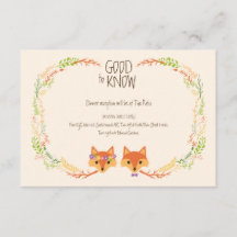 Whimsical Woodland Foxes Ivory Boda Info Card