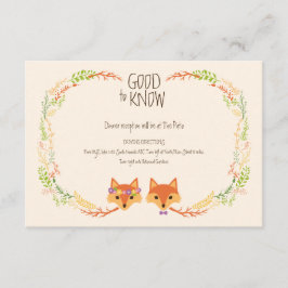 Tarjeta De Recepción Whimsical Woodland Foxes Ivory Boda Info Card