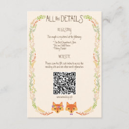 Tarjeta De Recepción Whimsical Woodland Foxes (Ivory) Rústico Boda