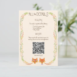 Tarjeta De Recepción Whimsical Woodland Foxes (Ivory) Rústico Boda