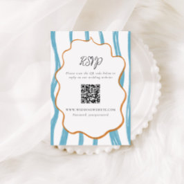 Tarjeta De Recepción Whimsy Stripes Wedding QR Code Enclosure Card