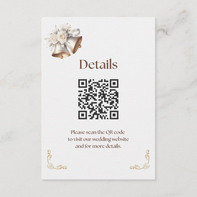 Tarjeta De Recepción White and Gold Bells Details Enclosure (Anverso)