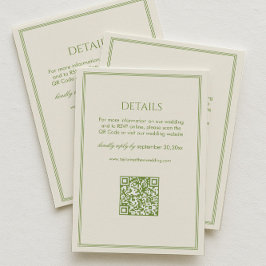 Tarjeta De Recepción White and Green Wedding Details Qr Code