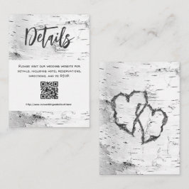 Tarjeta De Recepción White Birch Details QR code Wedding Enclosure