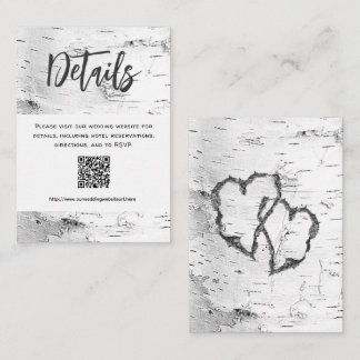 Tarjeta De Recepción White Birch Details QR code Wedding Enclosure