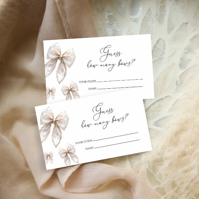 Tarjeta De Recepción White Bow Cuántos Bows De Juego De Baby Shower (Subido por el creador)