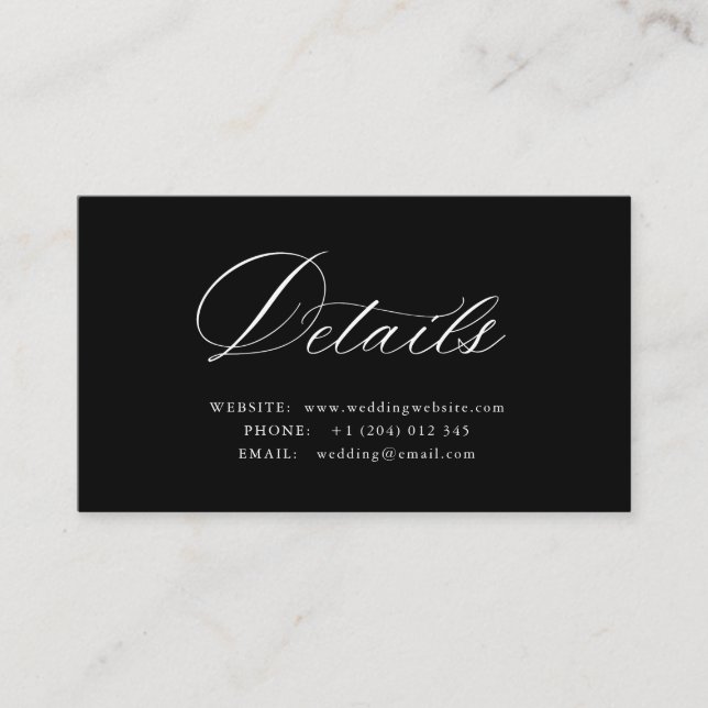 Tarjeta De Recepción White Calligraphy QR code wedding details card (Anverso)